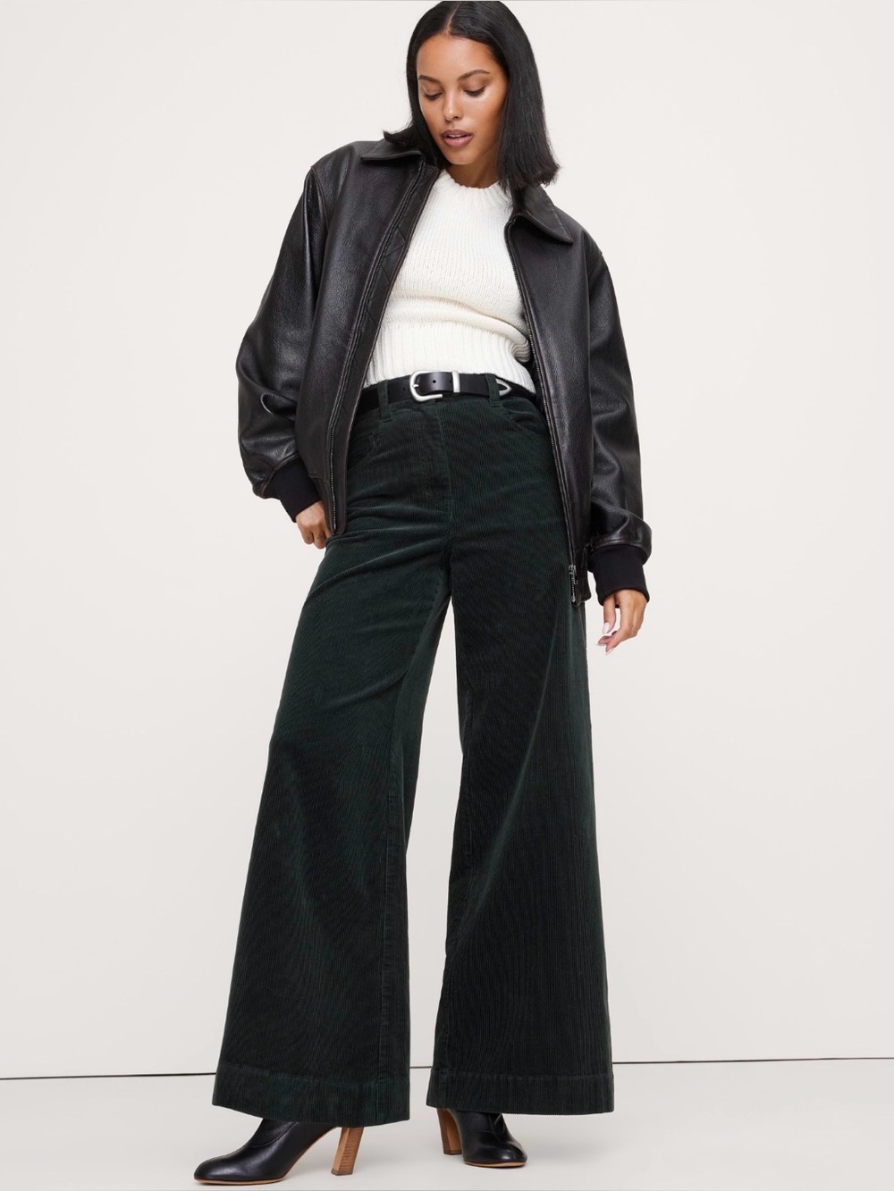 NWT Banana Republic Ultra High Rise Wide Leg Green Corduroy Pant Sz 10/P